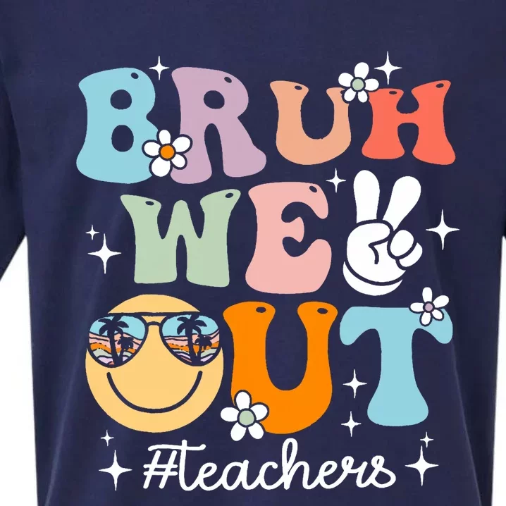 Retro End Of School Year Teacher Summer Bruh We Out Teachers Sueded Cloud Jersey T-Shirt