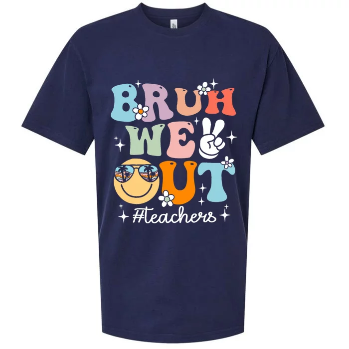 Retro End Of School Year Teacher Summer Bruh We Out Teachers Sueded Cloud Jersey T-Shirt