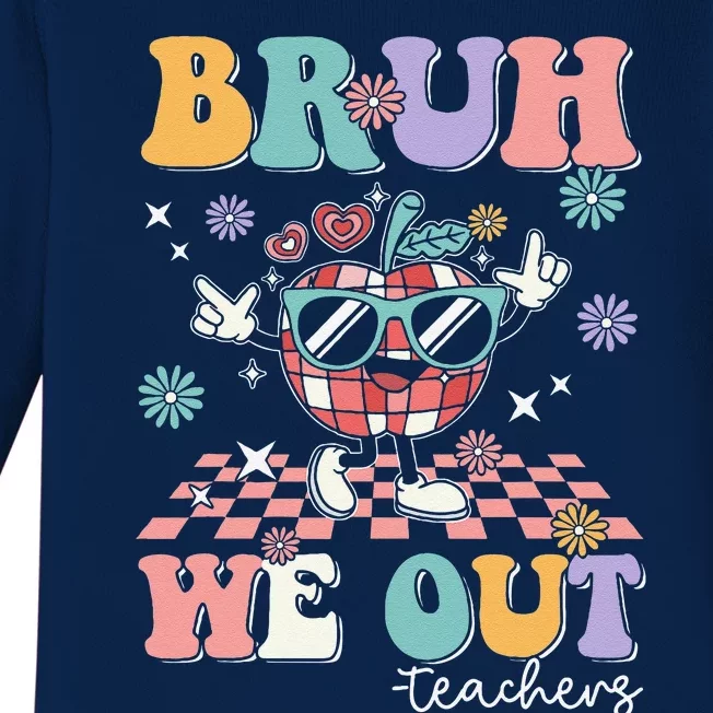 Retro End Of School Year Teacher Summer Bruh We Out Teachers Baby Long Sleeve Bodysuit