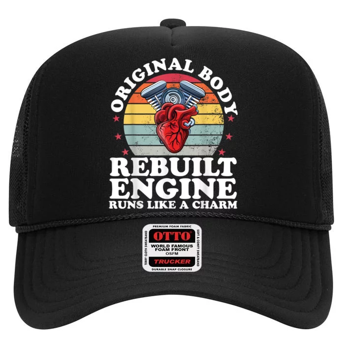 Rebuilt Engine Open Heart Surgery Recovery Survivor Men Gift High Crown Mesh Trucker Hat