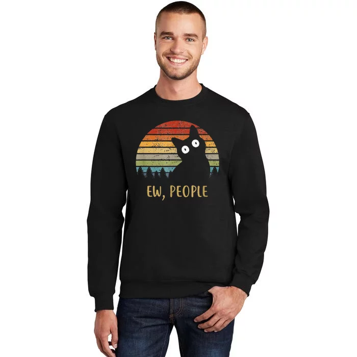 Retro Ew, People Cat Vintage Funny Cat Lover Sweatshirt