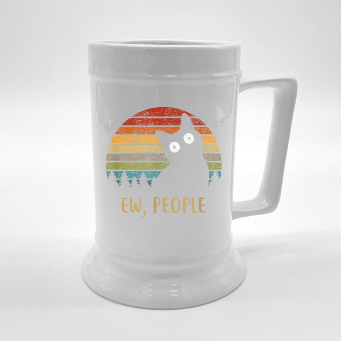 Retro Ew, People Cat Vintage Funny Cat Lover Front & Back Beer Stein