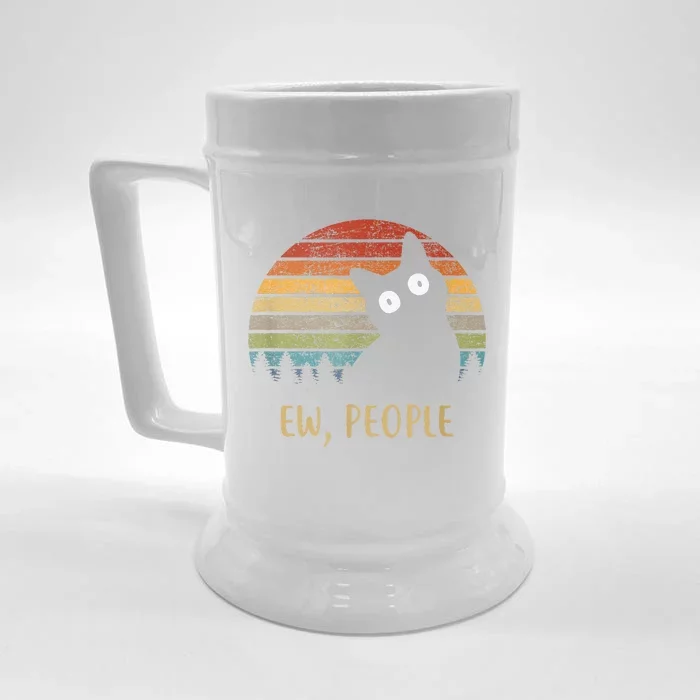 Retro Ew, People Cat Vintage Funny Cat Lover Front & Back Beer Stein