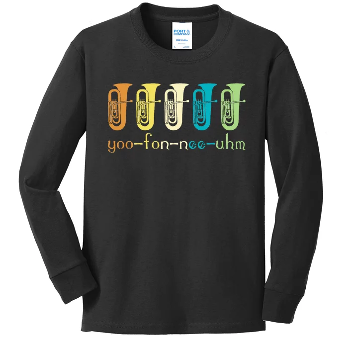 Retro Euphonium Player Euphoniumist Brass Horn Marching Band Kids Long Sleeve Shirt