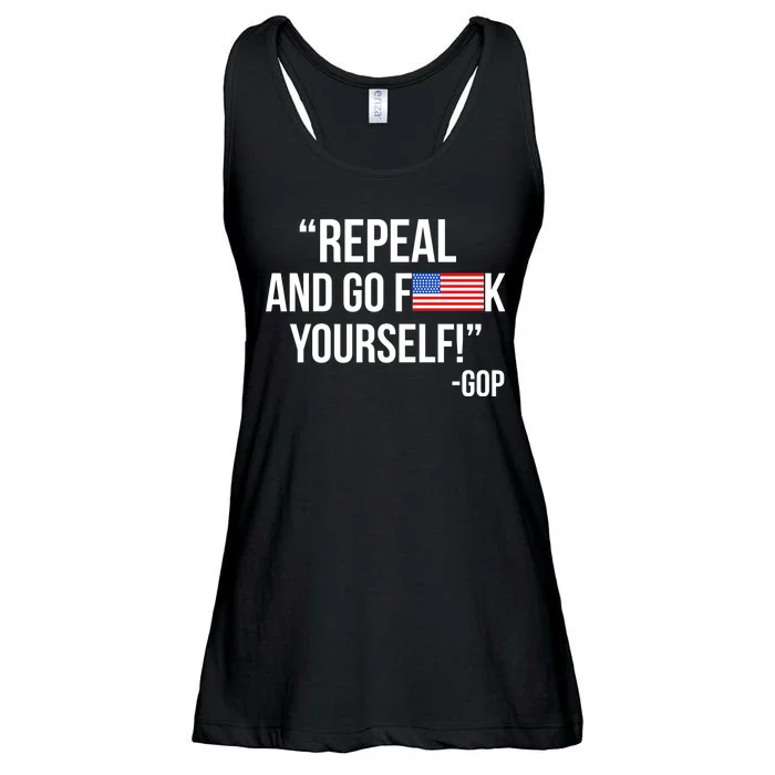 Repeal and Go F Yourself - GOP USA FLAG Ladies Essential Flowy Tank