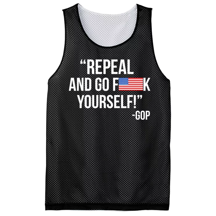 Repeal and Go F Yourself - GOP USA FLAG Mesh Reversible Basketball Jersey Tank