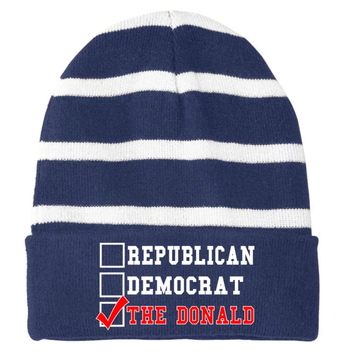 Republican Democrat Donald Trump Striped Beanie with Solid Band