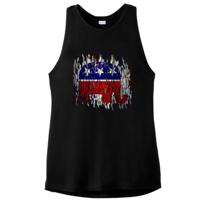 Republican Digital Flag Ladies Tri-Blend Wicking Tank