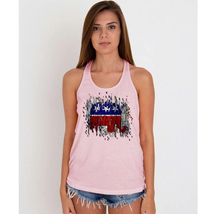 Republican Digital Flag Women's Knotted Racerback Tank