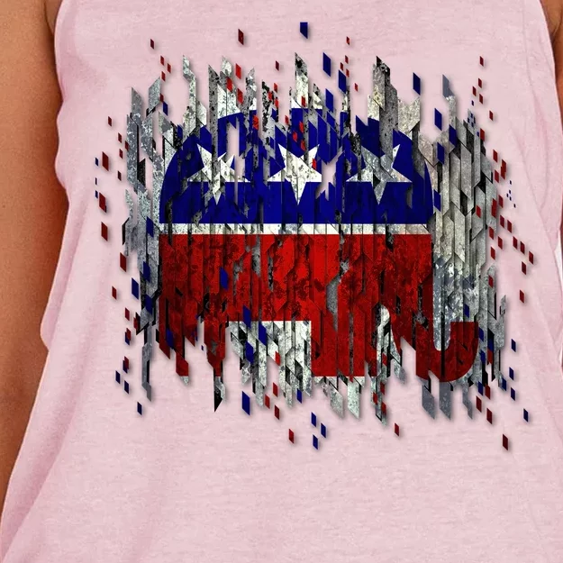 Republican Digital Flag Women's Knotted Racerback Tank