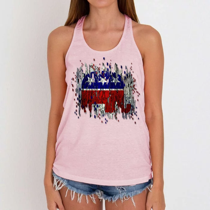 Republican Digital Flag Women's Knotted Racerback Tank