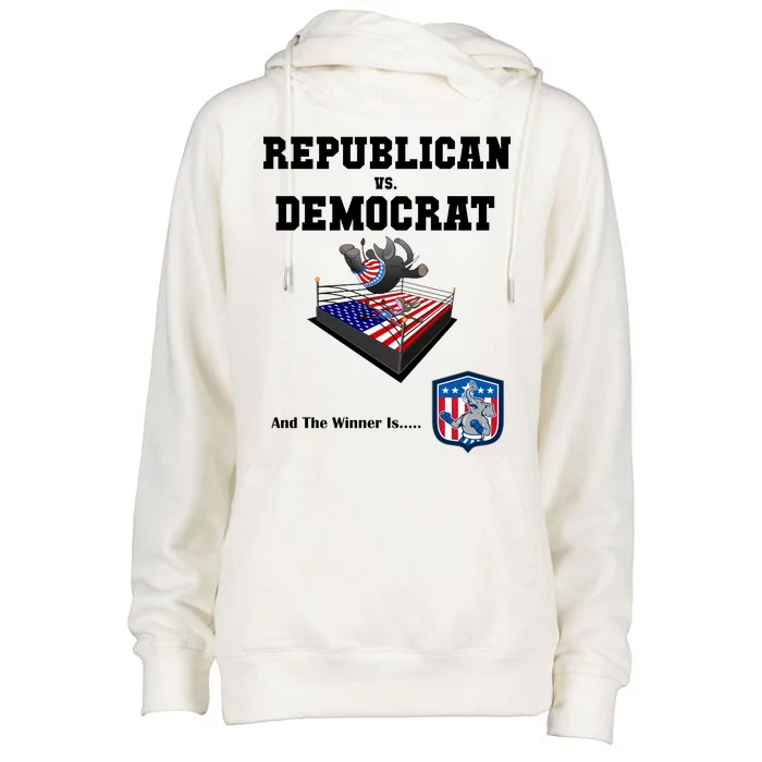 Republican Vs. Democrat Womens Funnel Neck Pullover Hood