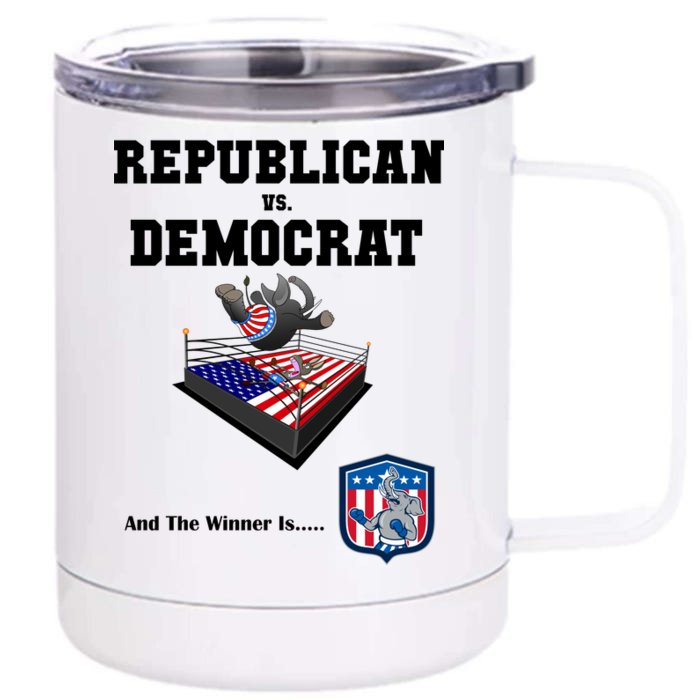 Republican Vs. Democrat Front & Back 12oz Stainless Steel Tumbler Cup