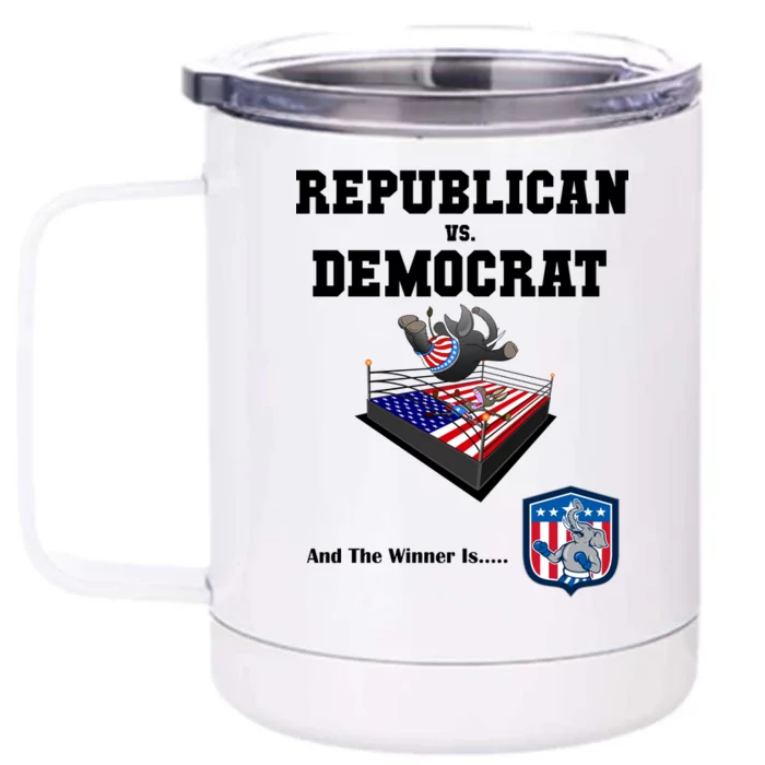 Republican Vs. Democrat Front & Back 12oz Stainless Steel Tumbler Cup