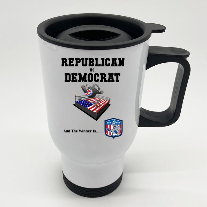 Republican Vs. Democrat Front & Back Stainless Steel Travel Mug