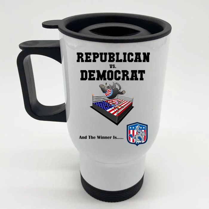 Republican Vs. Democrat Front & Back Stainless Steel Travel Mug