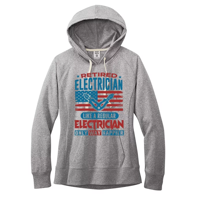 Retired Electrician Regular Electrician Only Way Happier Women's Fleece Hoodie