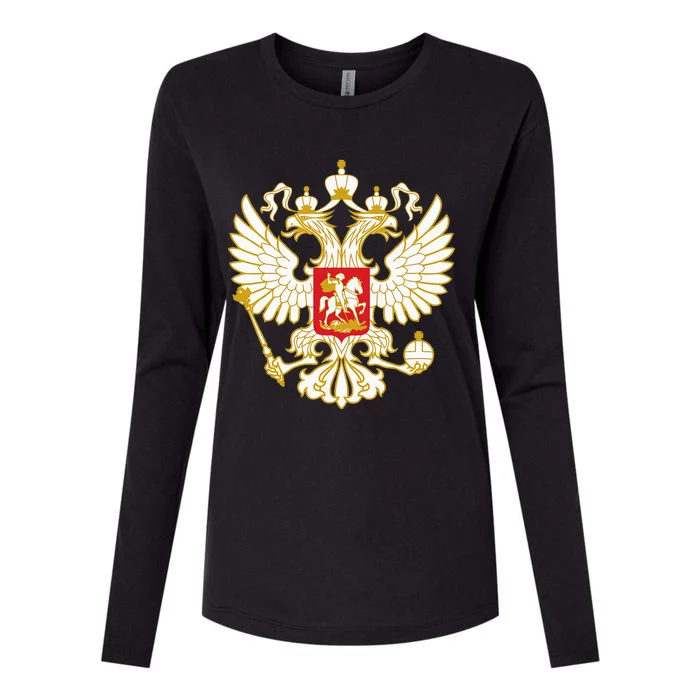 Russian Eagle Russia Womens Cotton Relaxed Long Sleeve T-Shirt