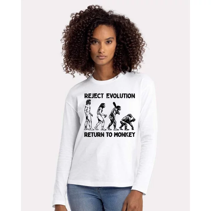 Reject Evolution Return To Monkey Womens Cotton Relaxed Long Sleeve T-Shirt