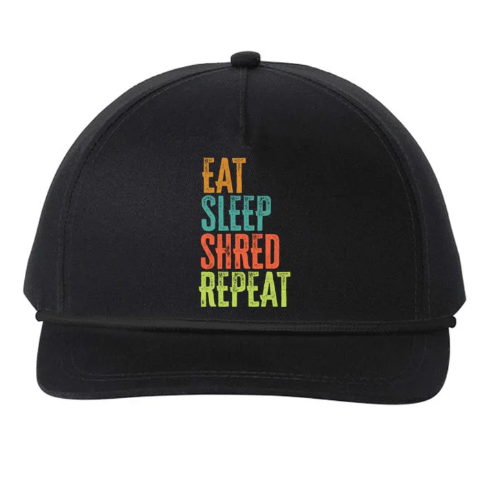 Retro Eat Sleep Shred Repeat Snowboarding Surfing Gym Music Gift Snapback Five-Panel Rope Hat