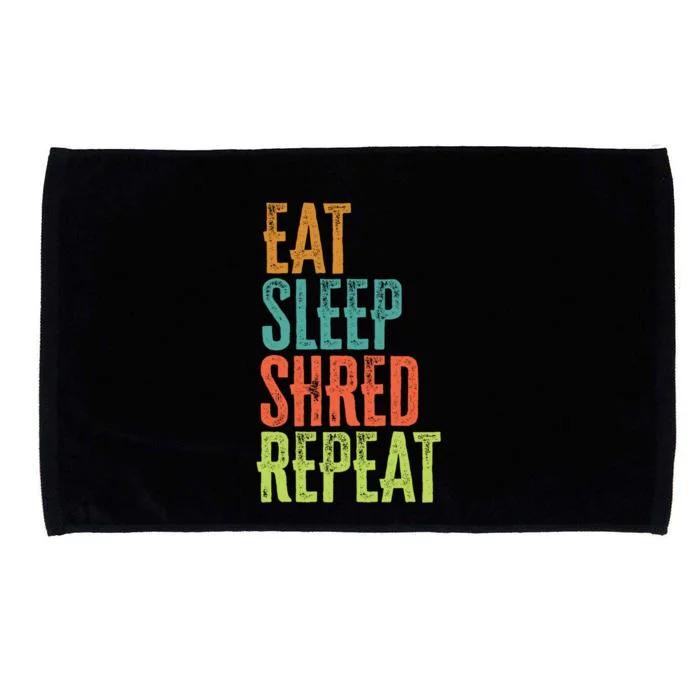 Retro Eat Sleep Shred Repeat Snowboarding Surfing Gym Music Gift Microfiber Hand Towel