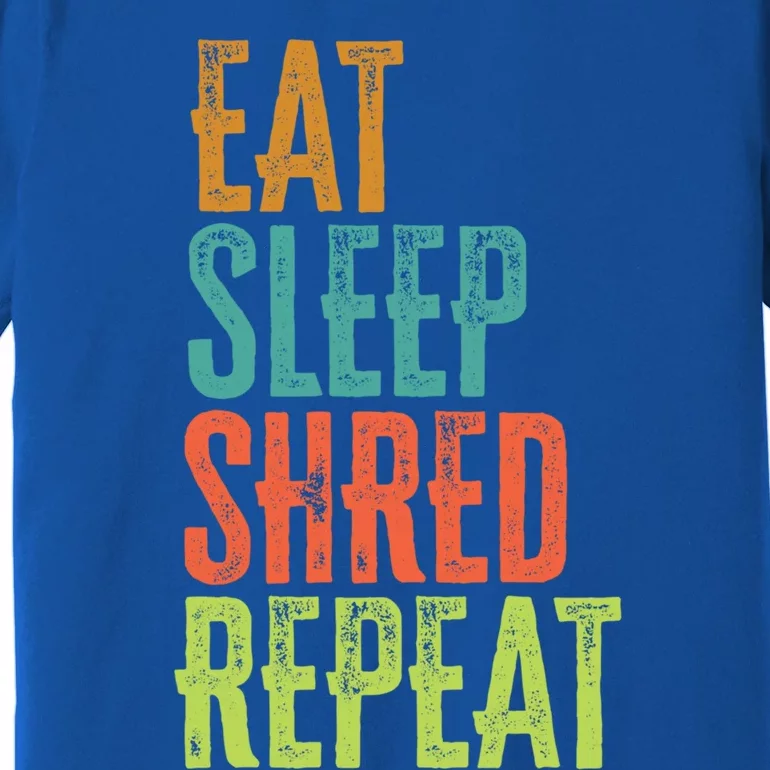 Retro Eat Sleep Shred Repeat Snowboarding Surfing Gym Music Gift Premium T-Shirt