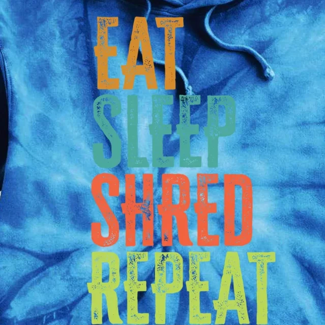 Retro Eat Sleep Shred Repeat Snowboarding Surfing Gym Music Gift Tie Dye Hoodie