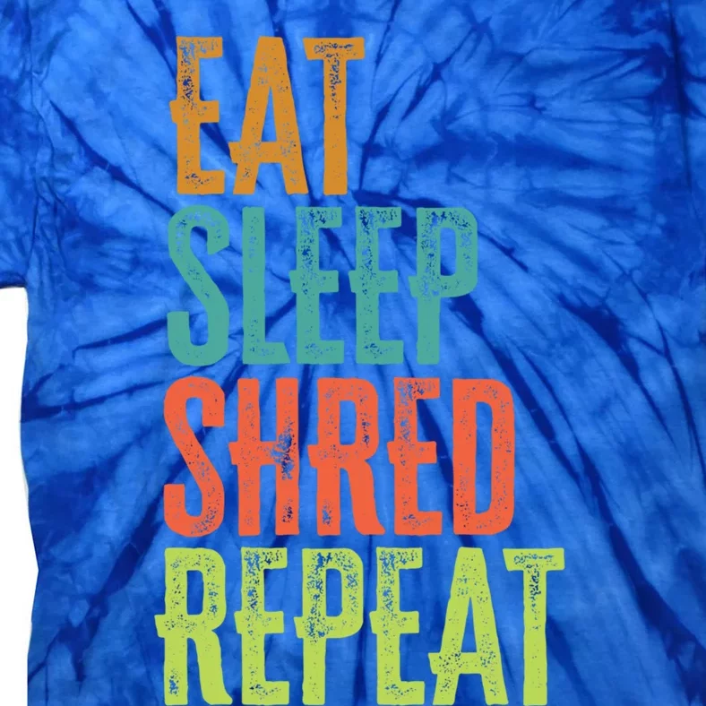 Retro Eat Sleep Shred Repeat Snowboarding Surfing Gym Music Gift Tie-Dye T-Shirt