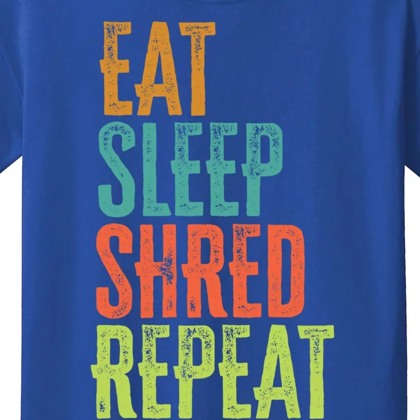 Retro Eat Sleep Shred Repeat Snowboarding Surfing Gym Music Gift Kids T-Shirt