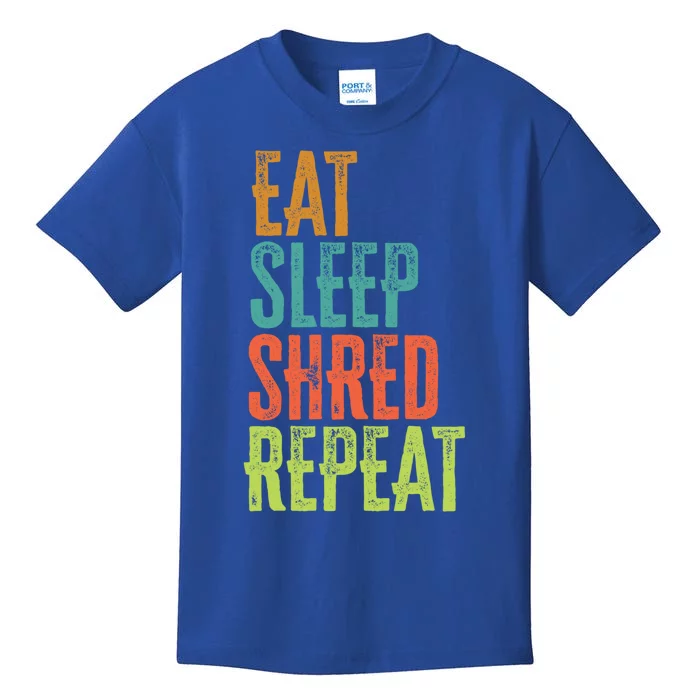 Retro Eat Sleep Shred Repeat Snowboarding Surfing Gym Music Gift Kids T-Shirt