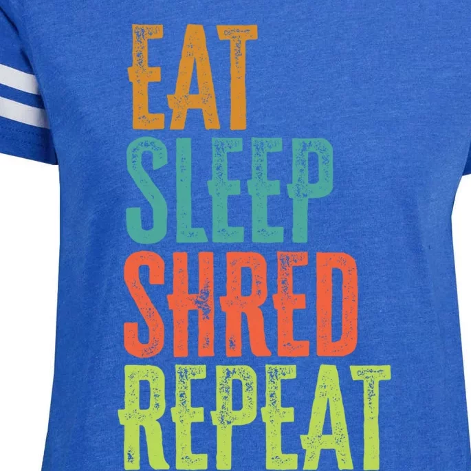 Retro Eat Sleep Shred Repeat Snowboarding Surfing Gym Music Gift Enza Ladies Jersey Football T-Shirt