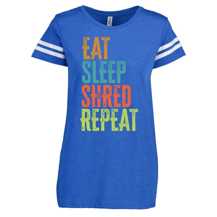 Retro Eat Sleep Shred Repeat Snowboarding Surfing Gym Music Gift Enza Ladies Jersey Football T-Shirt