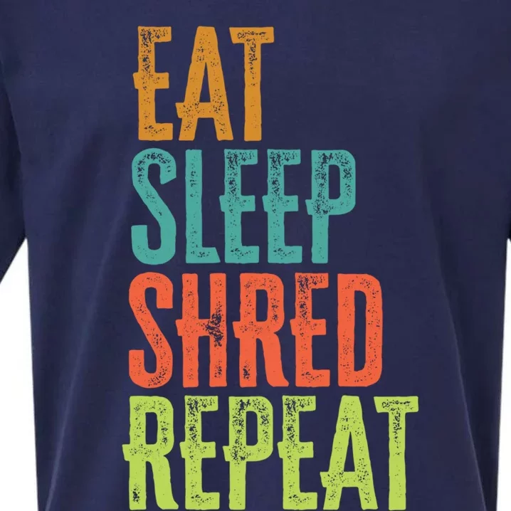 Retro Eat Sleep Shred Repeat Snowboarding Surfing Gym Music Gift Sueded Cloud Jersey T-Shirt