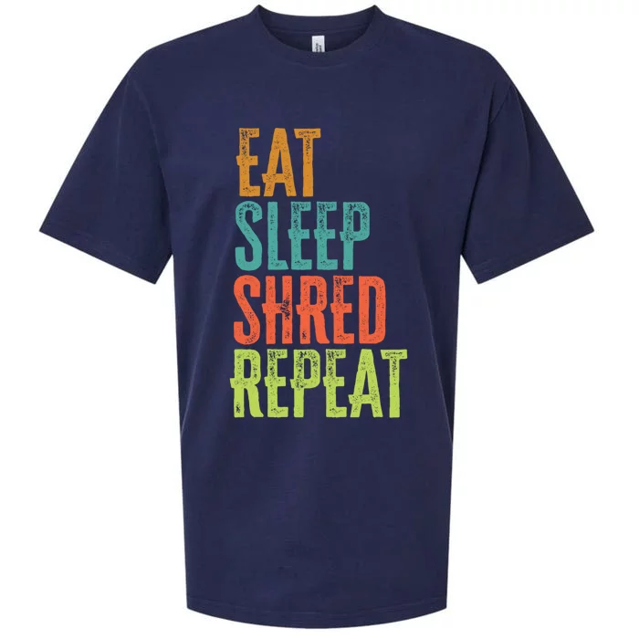 Retro Eat Sleep Shred Repeat Snowboarding Surfing Gym Music Gift Sueded Cloud Jersey T-Shirt