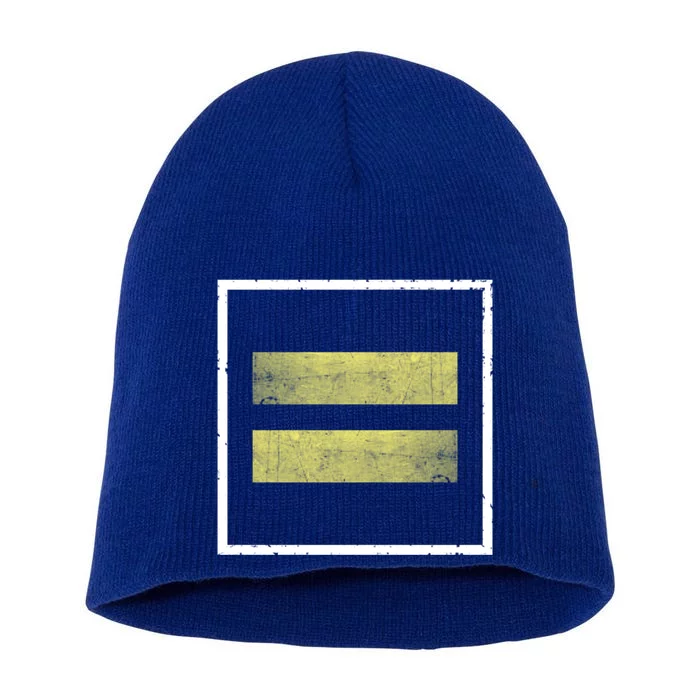 Retro Equal Sign Equality Ll Hu Rights Gift Short Acrylic Beanie