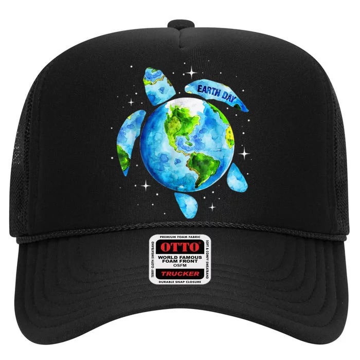 Restore Earth Sea Turtle Art Save The Planet High Crown Mesh Trucker Hat