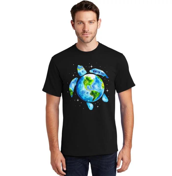 Restore Earth Sea Turtle Art Save The Planet Tall T-Shirt