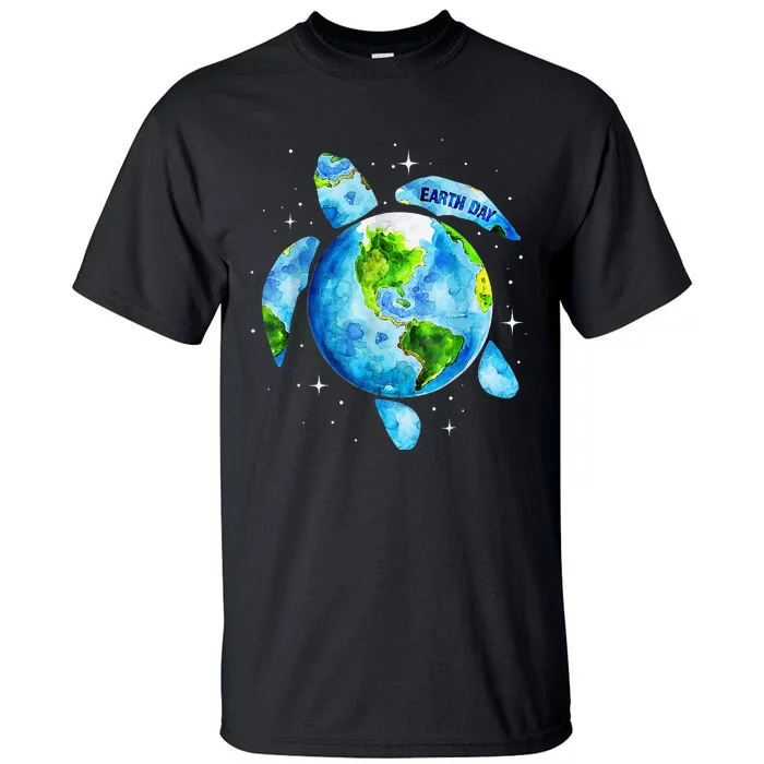 Restore Earth Sea Turtle Art Save The Planet Tall T-Shirt