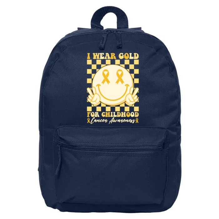 Retro Emoji Smiley I Wear Gold For Childhood Cancer Awareness 16 in Basic Backpack