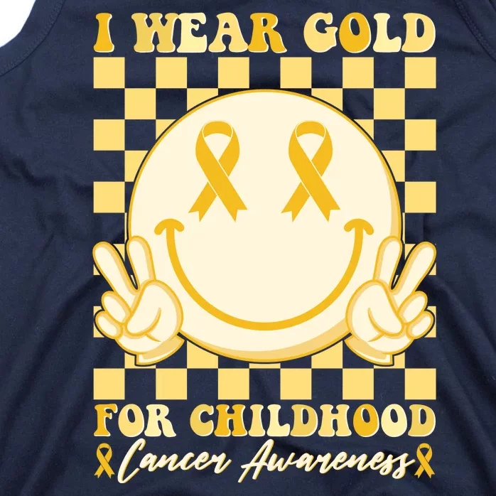 Retro Emoji Smiley I Wear Gold For Childhood Cancer Awareness Tank Top