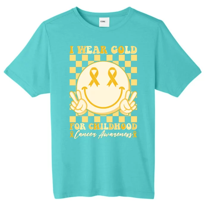 Retro Emoji Smiley I Wear Gold For Childhood Cancer Awareness ChromaSoft Performance T-Shirt