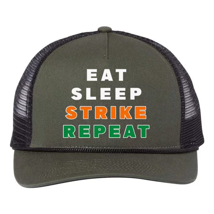 Rattler Eat Sleep Strike Repeat Retro Rope Trucker Hat Cap