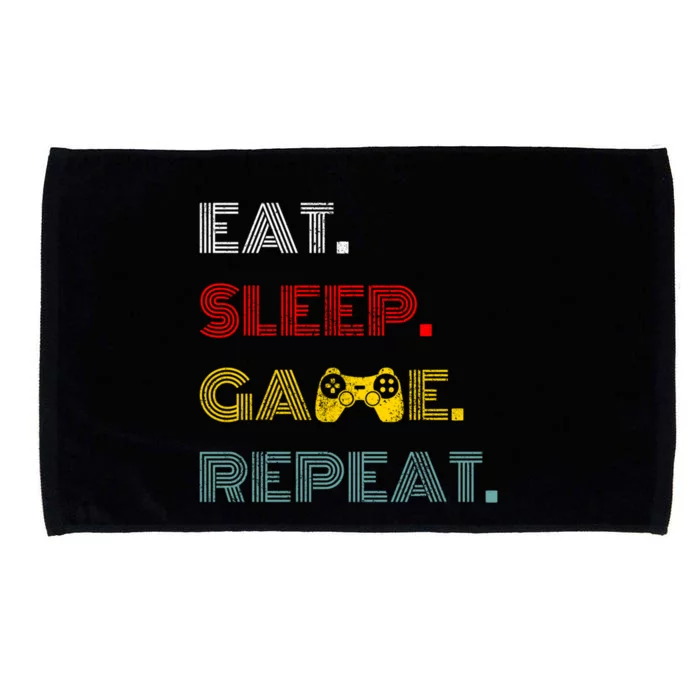 Retro Eat Sleep Game Repeat Vintage Video Games Gaming Gamer Gift Microfiber Hand Towel