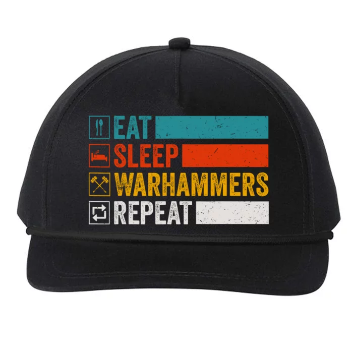 Retro Eat Sleep Warhammers Repeat Funny Gamer Video Gaming Snapback Five-Panel Rope Hat