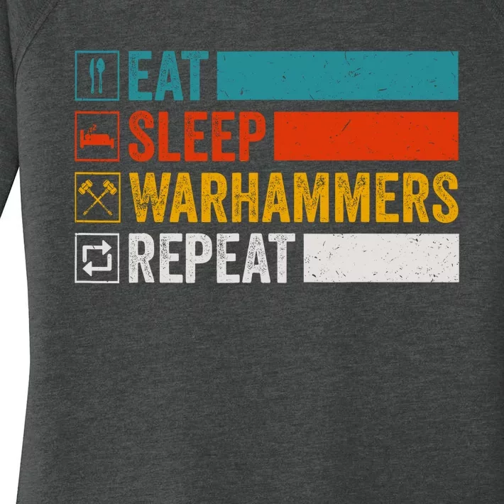 Retro Eat Sleep Warhammers Repeat Funny Gamer Video Gaming Women's Perfect Tri Tunic Long Sleeve Shirt