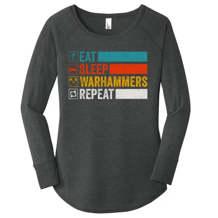 Retro Eat Sleep Warhammers Repeat Funny Gamer Video Gaming Women's Perfect Tri Tunic Long Sleeve Shirt