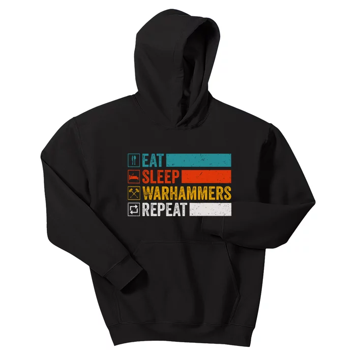 Retro Eat Sleep Warhammers Repeat Funny Gamer Video Gaming Kids Hoodie