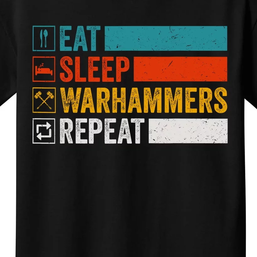 Retro Eat Sleep Warhammers Repeat Funny Gamer Video Gaming Kids T-Shirt