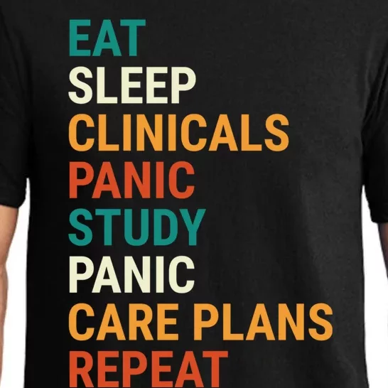 Retro Eat Sleep Clinicals Funny Student Nurse Gift Pajama Set