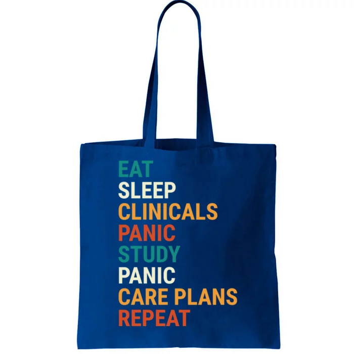 Retro Eat Sleep Clinicals Funny Student Nurse Gift Tote Bag